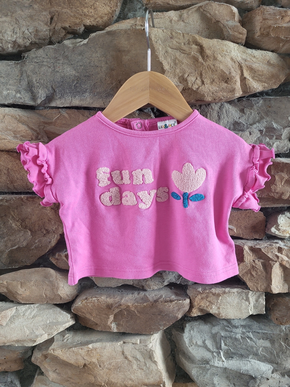 Pink "Sun Days" Girls Ruffle Sleeve Tee